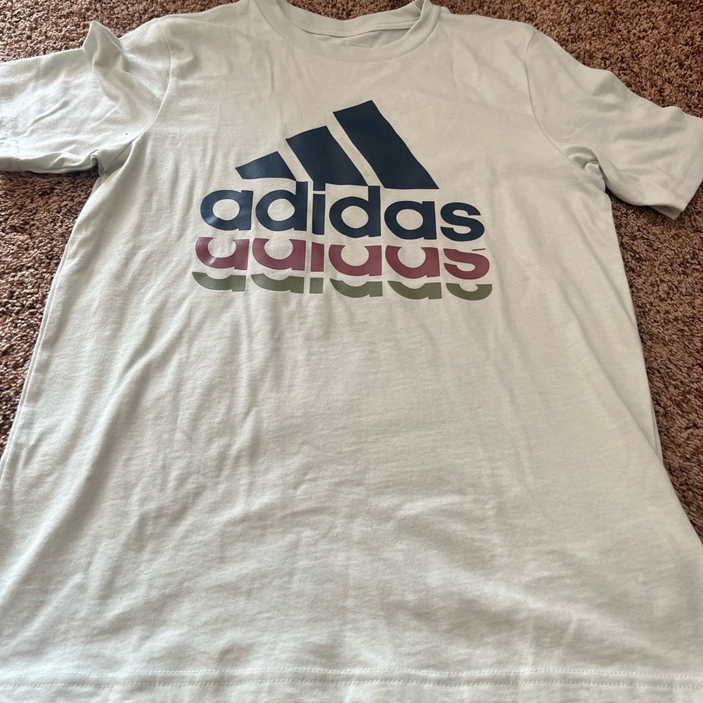 Adidas boys Graphic Tee in light linen green with logo